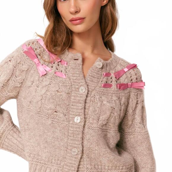 NEW LOVESHACKFANCY clementian cardigan in oatmeal